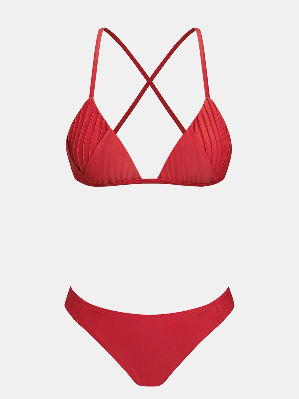 CUPSHE XX JJD | Red Ribbed Triangle Bikini Set
